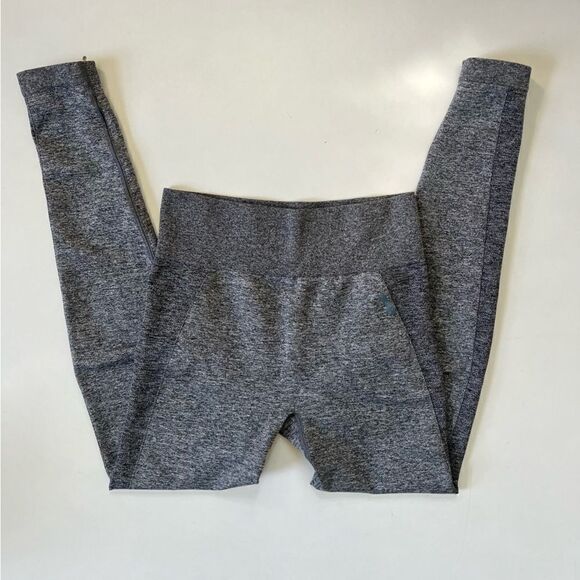 Gymshark Flex High Waisted Leggings Charcoal Marle and BLUE - Picture 3 of 5